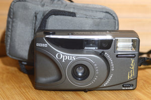 Vintage Opus DX Twin Lens 35mm Compact Camera with Padded Bag and Strap. - Rewind Cameras 