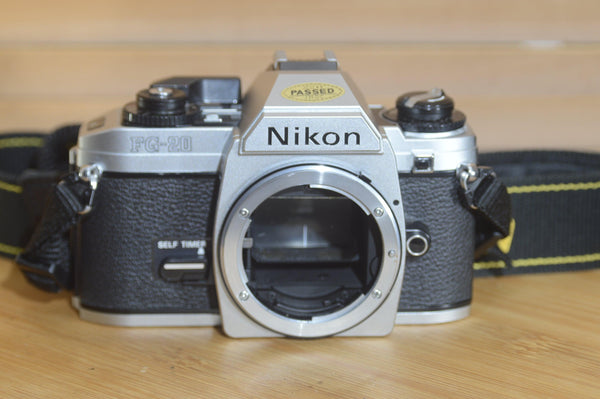Vintage Nikon FG20 35mm Film Camera with Nikon Strap. Very stylish little SLR. - Rewind Cameras 
