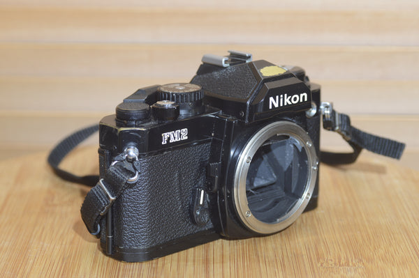 Boxed Vintage Black Nikon FM2 35mm Film Camera with Nikon Strap.