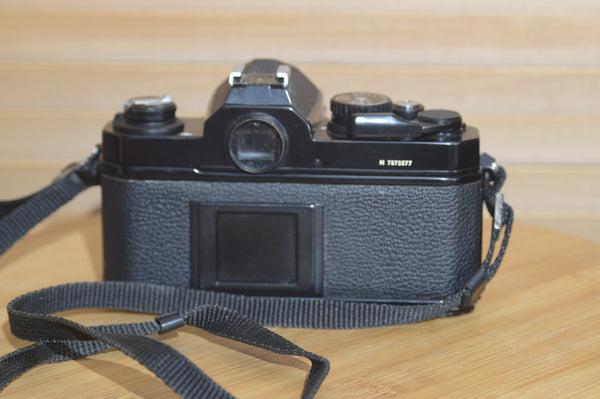 Boxed Vintage Black Nikon FM2 35mm Film Camera with Nikon Strap.