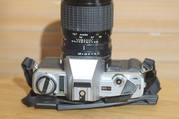 Vintage Minolta X-300 35mm Camera with Sigma 35-70mm f2.8-4 lens. Fantastic beginner camera