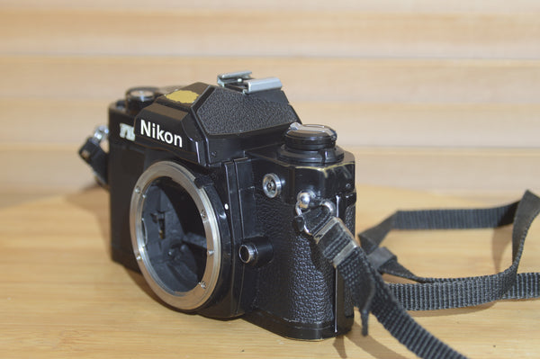 Boxed Vintage Black Nikon FM2 35mm Film Camera with Nikon Strap.