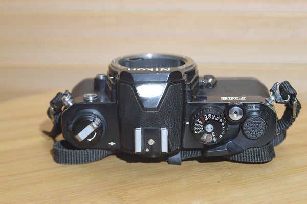 Boxed Vintage Black Nikon FM2 35mm Film Camera with Nikon Strap.