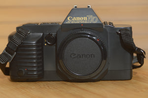 Vintage Canon T70 35mm SLR Camera. Fantastic starter camera, taking Canon FD lenses - Rewind Cameras 