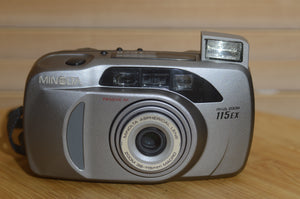 Minolta Riva Zoom 115EX Freedom Zoom Supreme 35mm Compact Camera with Case. - Rewind Cameras 