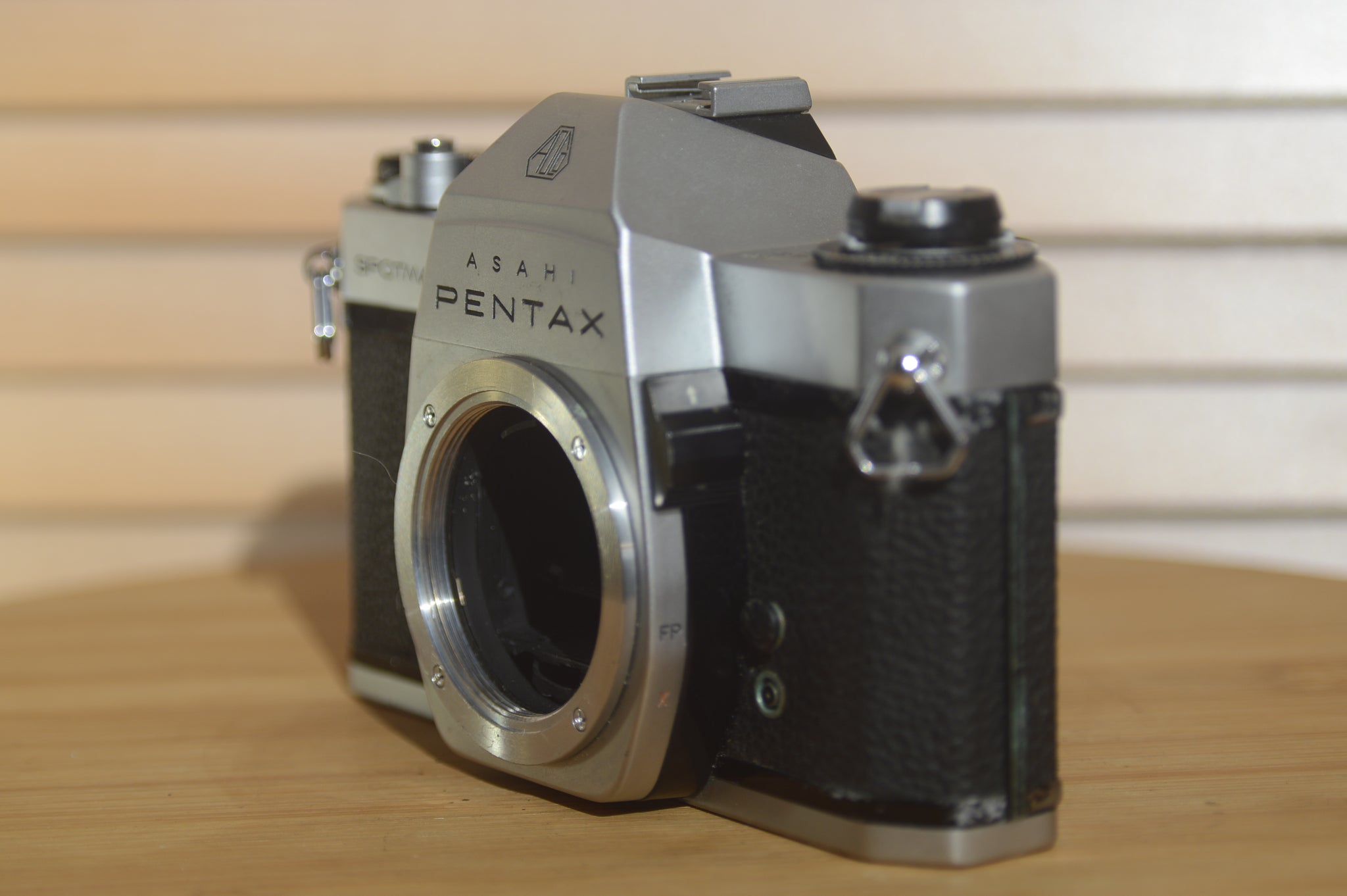 Pentax Asahi Spotmatic F. These are super collectable now, why not add –  Rewind Cameras