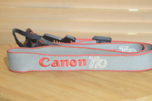 Grey and Red Canon T70 Vintage strap. A lovely addition to your Canon set up.