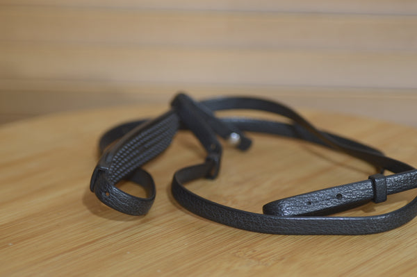 Black leather Olympus strap. Lovely addition to your Olympus set up. - Rewind Cameras 