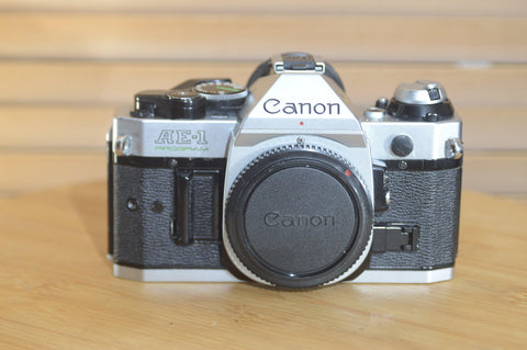 Gorgeous Canon AE1 P 35mm SLR body alone. Pair it with FD lens and away you go - Rewind Cameras 