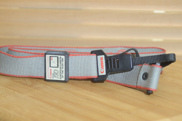 Grey and Red Canon T70 Vintage strap. A lovely addition to your Canon set up.