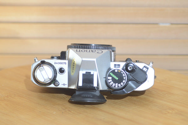 Gorgeous Canon AE1 P 35mm SLR body alone. Pair it with FD lens and away you go - Rewind Cameras 