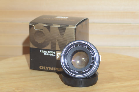 Boxed Vintage Olympus OM 50mm f1.8 Silver Nosed Zuiko Lens. Fantastic Prime Lens.