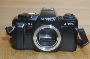 Vintage Black Minolta X-300s 35mm SLR Camera. - Rewind Cameras 
