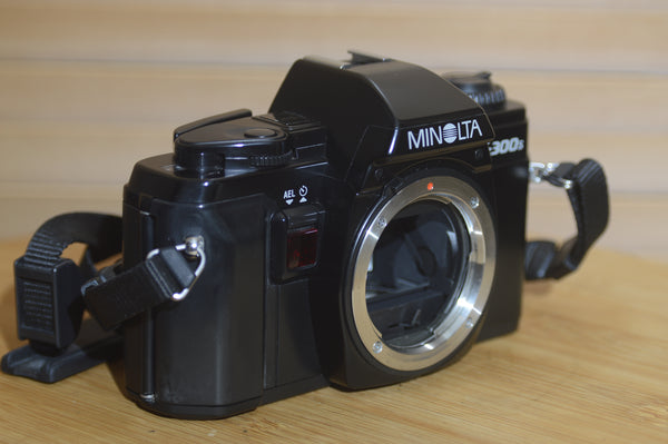 Vintage Black Minolta X-300s 35mm SLR Camera. - Rewind Cameras 