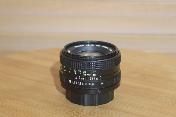 Rare Boxed Vintage Canon FD 50mm f1.8 Breach Lock Lens. Fantastic condition.