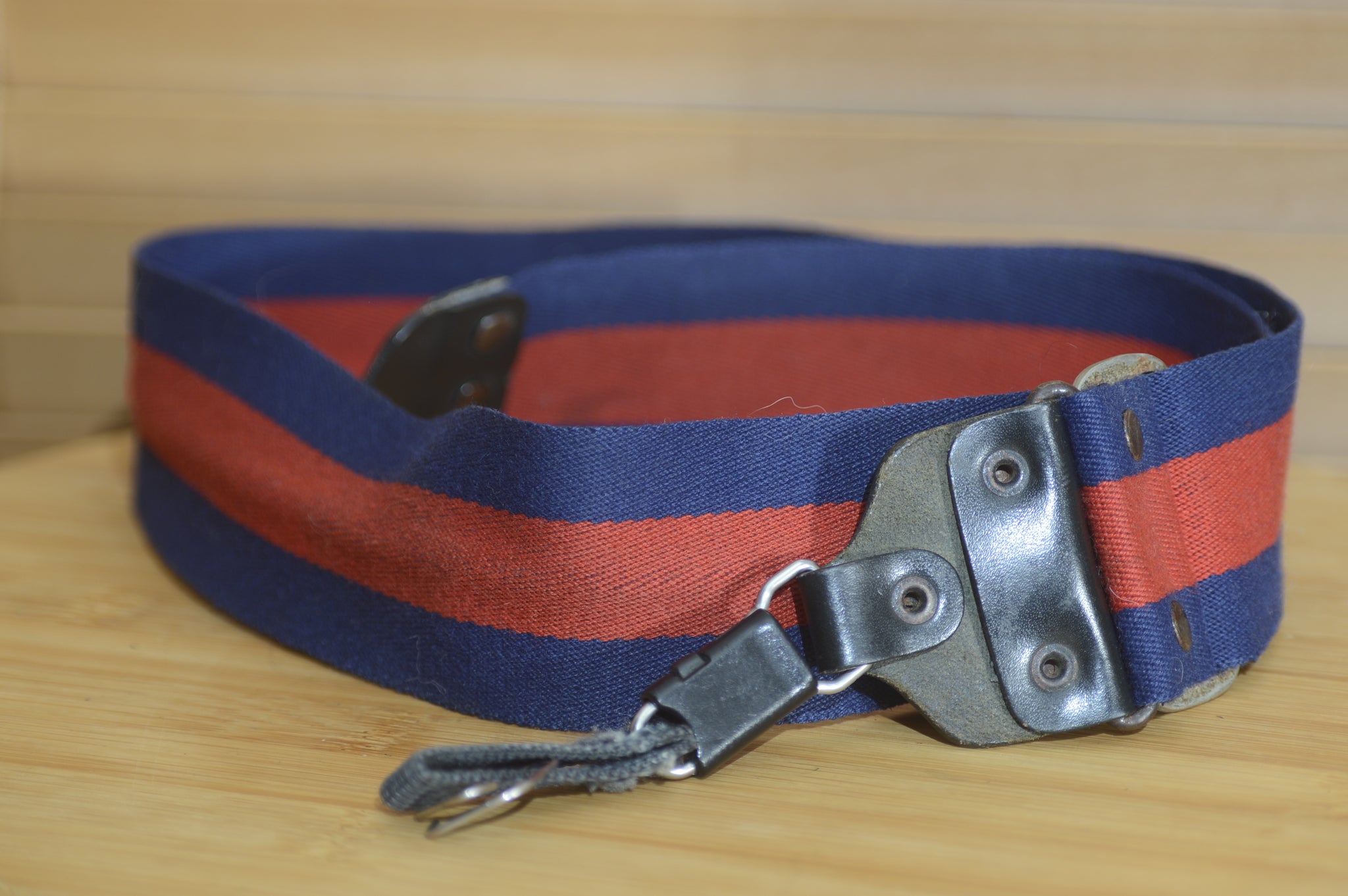 Blue and Red Haiser Vintage strap. A lovely addition to your any Vintage set up. - Rewind Cameras 