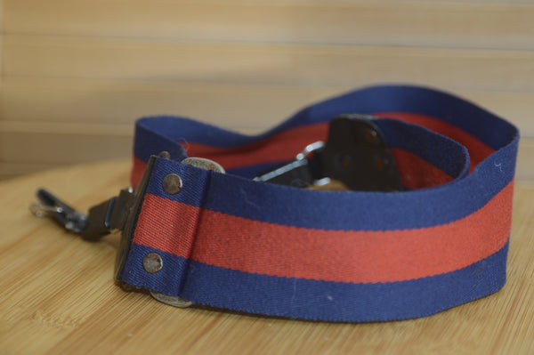 Blue and Red Haiser Vintage strap. A lovely addition to your any Vintage set up. - Rewind Cameras 
