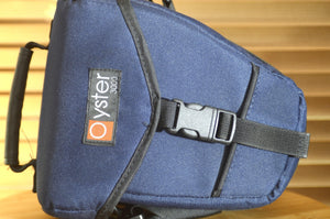 Oyster 3000 Navy Blue Padded Snug fit Camera Case. With shoulder strap. - Rewind Cameras 