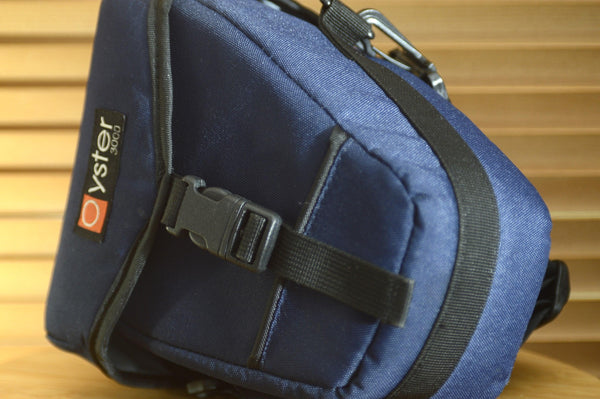 Oyster 3000 Navy Blue Padded Snug fit Camera Case. With shoulder strap. - Rewind Cameras 