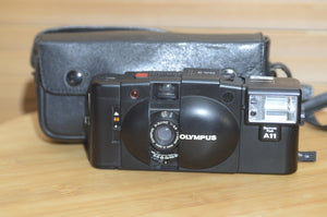 Vintage Olympus XA2 compact camera with A11 Flash, Instruction Manual and Case.