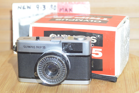 Vintage Boxed Olympus Trip 35 compact camera.