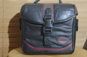 Vintage Black and Red Leather Canon Camera Bag. - Rewind Cameras 