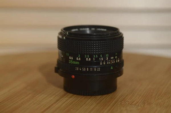 Vintage Canon FD 35mm f2.8 lens. This is a beautiful wide angle lens in superb condition! - Rewind Cameras 