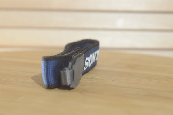 Blue Sony Vintage strap. A lovely addition to your Sony set up. - RewindCameras quality vintage cameras, fully tested and serviced