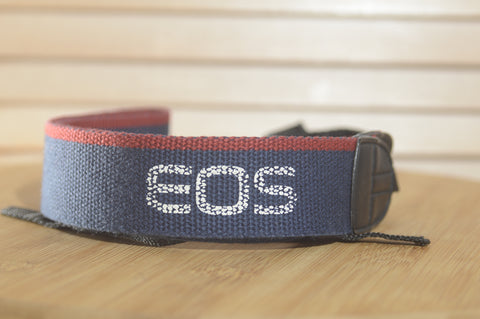 Blue and Red Canon EOS Vintage strap. A lovely addition to your Canon set up. - RewindCameras quality vintage cameras, fully tested and serviced