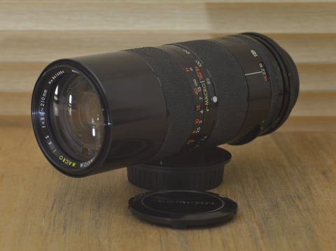 Stunning Tamron FD fit 85-210mm 1:4.5 Zoom lens in lovely hard leather case. A  lovely piece of glass, perfect for wildlife photography. - RewindCameras quality vintage cameras, fully tested 