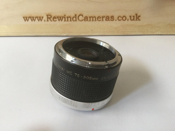 Vivitar MC 75-205mm Teleconverter. Double your focal length. Sharp optics, fully working.  These are fantastic little bits of kit ! - RewindCameras quality vintage cameras, fully tested and s